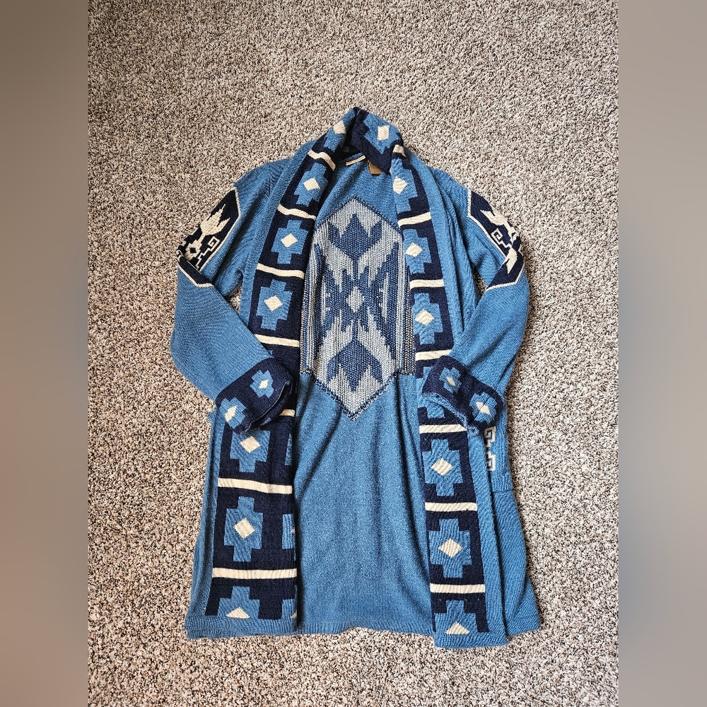 Wrangler Blue and Cream Knit Cardigan